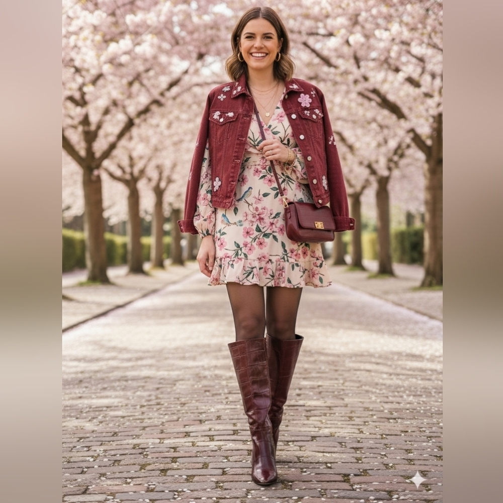 Vince Camuto Plum Croc-Embossed Leather Wide Calf Boots - Picture 3 of 10
